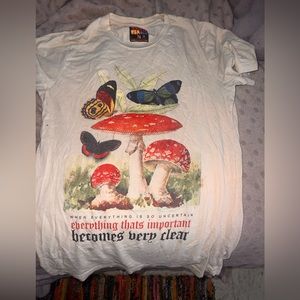 Teen Hearts Brand , cream colored with mushroom design, y2k